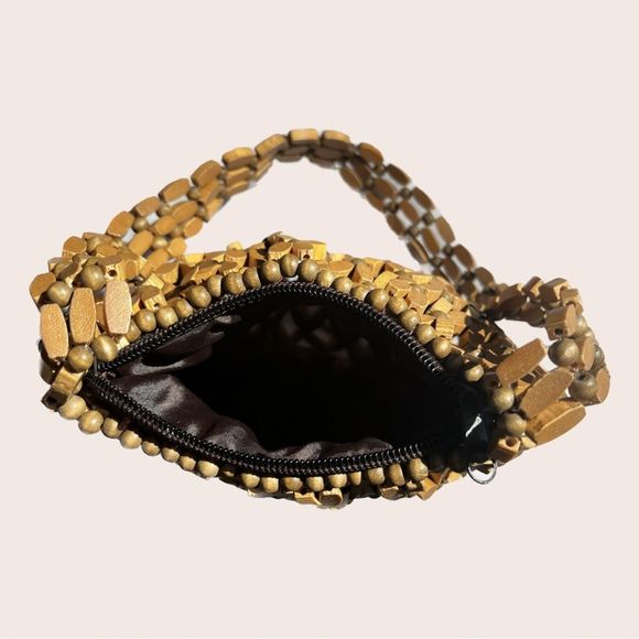 Vintage wood beaded shoulder bag - Picture 2 of 3